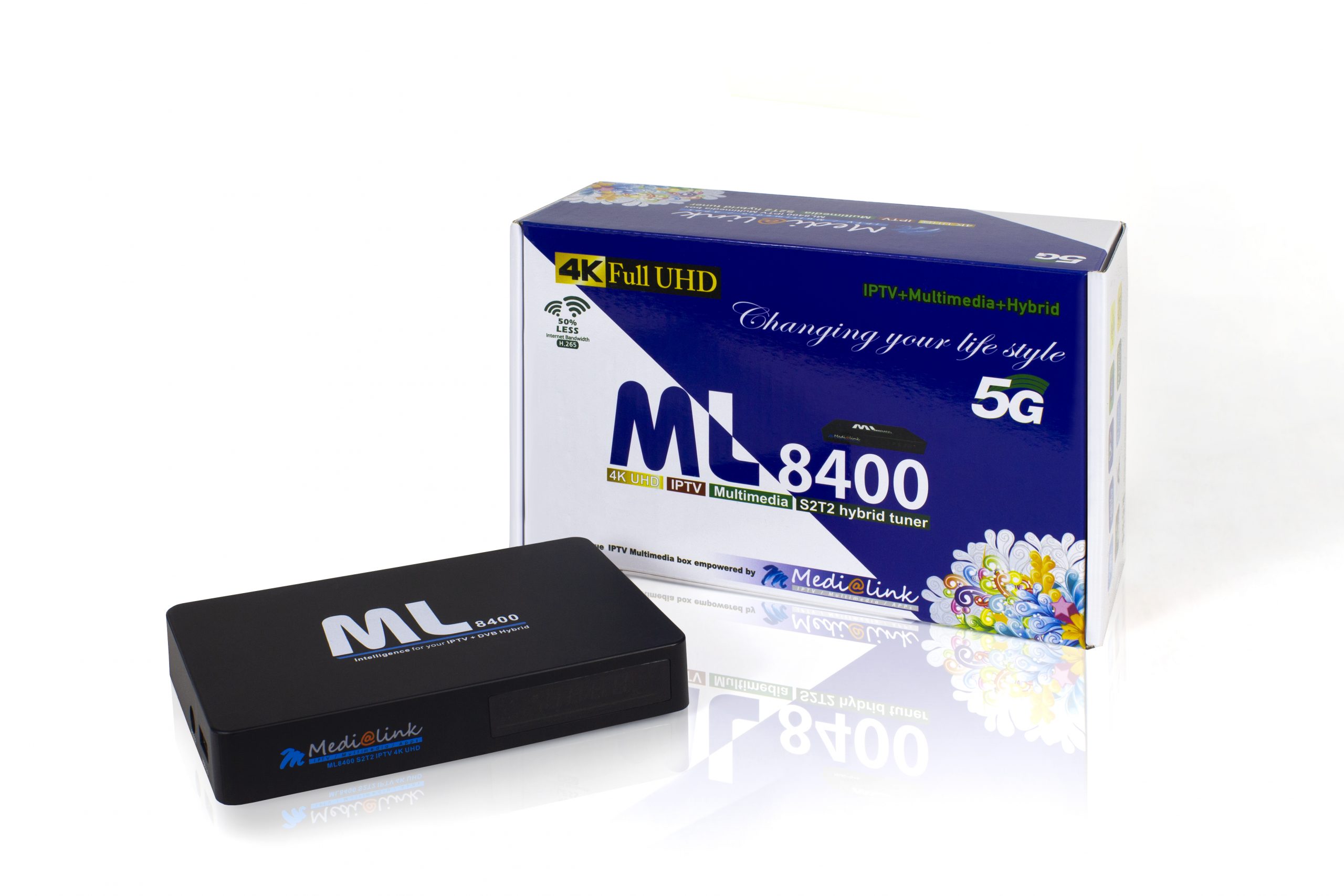 Medialink ML8400 UHD DVB-S2/T2 IP TV 4K Miracast Linux Android Top Ausstattung 